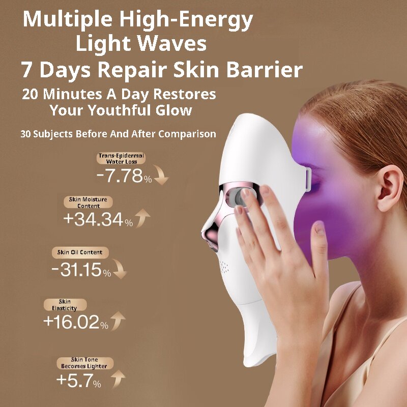 7 in 1 LED Face Mask - Portable Silicone Face Neck Skin Tightening Acne Anti Aging