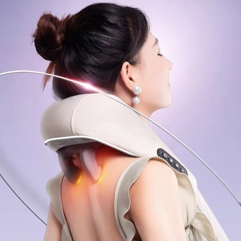 Electric Body Massager - Vibrating Back Neck Kneading Percuss Shoulder Massage Cushion