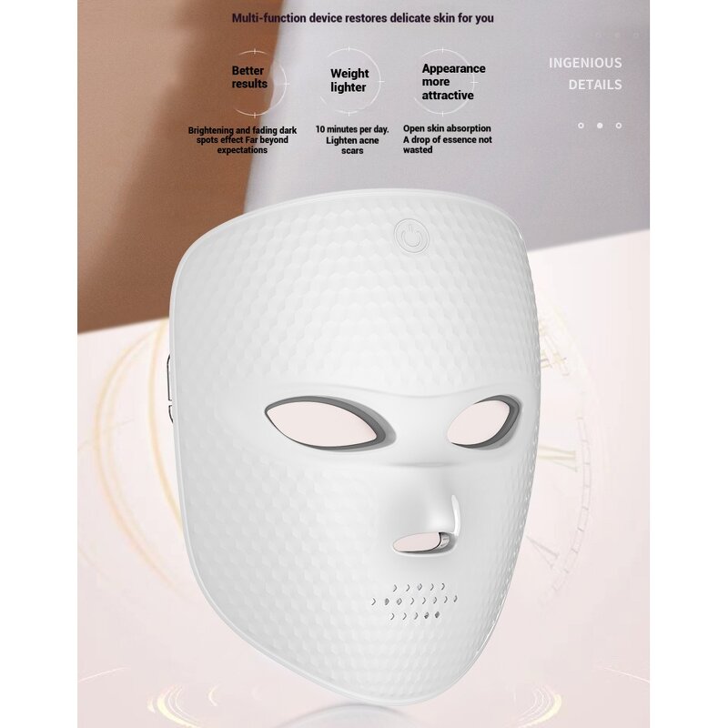 Rechargeable LED Facial Mask - Dropshipping Silicone ABS 7 Color Light Portable Cordless