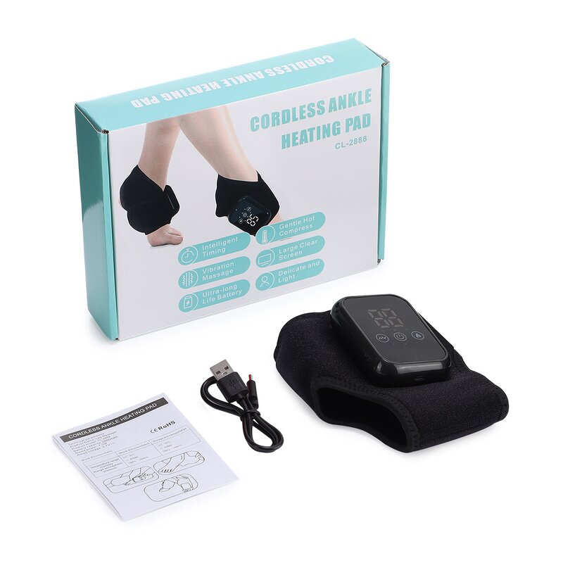 Wireless Ankle Massager - Electric Heated Vibration Belt Feet Pain Relief Plantar Fasciitis