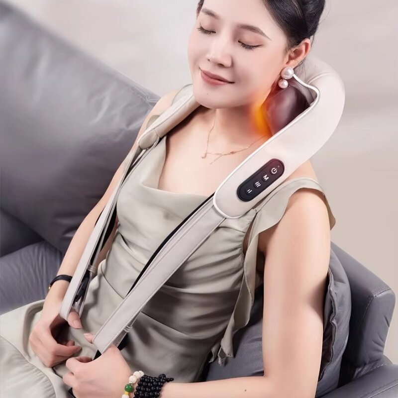 Electric Body Massager - Vibrating Back Neck Kneading Percuss Shoulder Massage Cushion