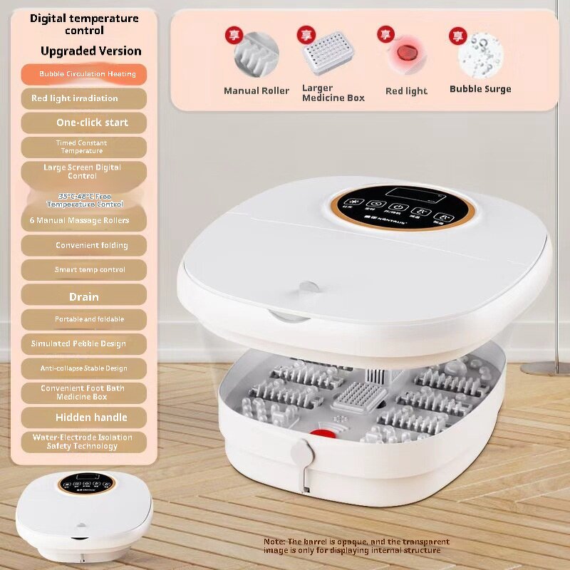 Foldable Foot Bath - Portable ABS Electric Heating Immersion Tub Spa Massage Device