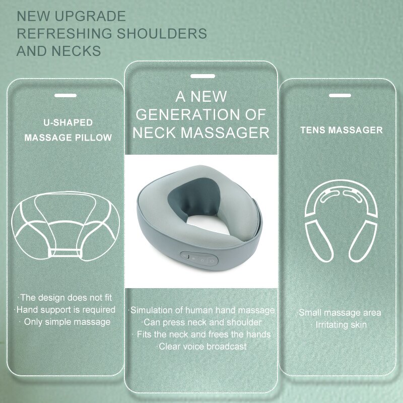 6D Shiatsu Neck Pillow - Heated U-Shaped Deep Kneading Massage Product Relief Tool