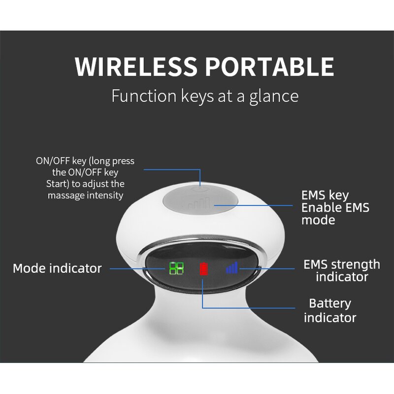 4-Mode Head Massager - Easy-Clean Ergonomic Grip USB Charging Daily Use Scalp Care