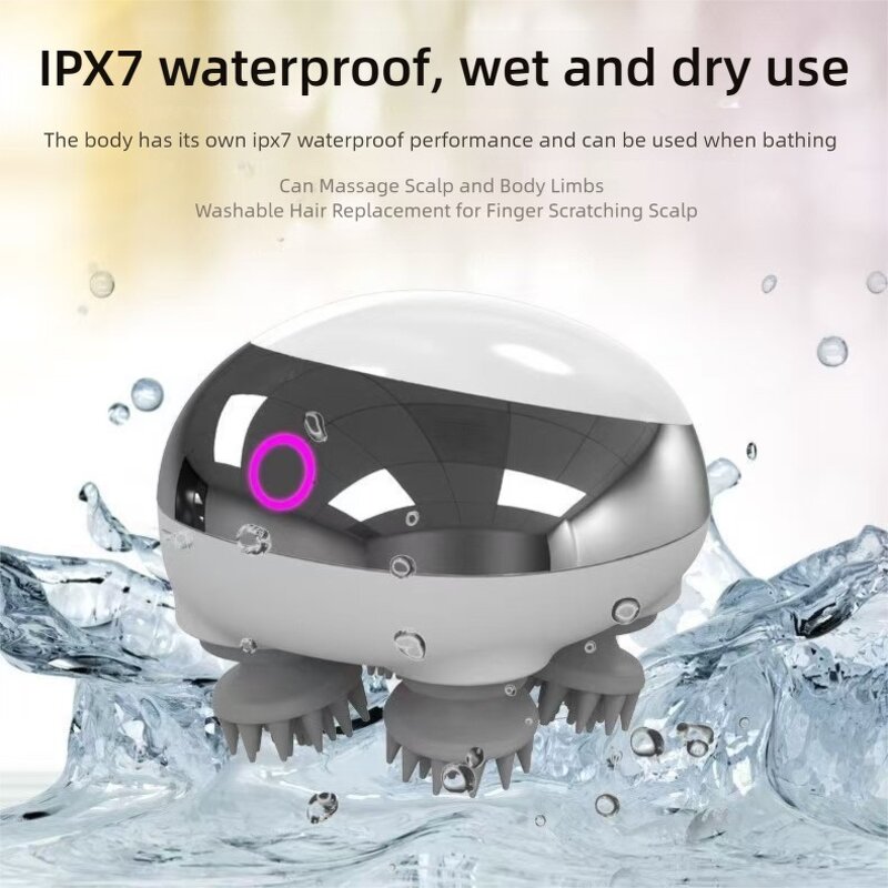 Mini Head Massager - Wet Dry Multifunctional Wireless USB Adjustable Speed Timing