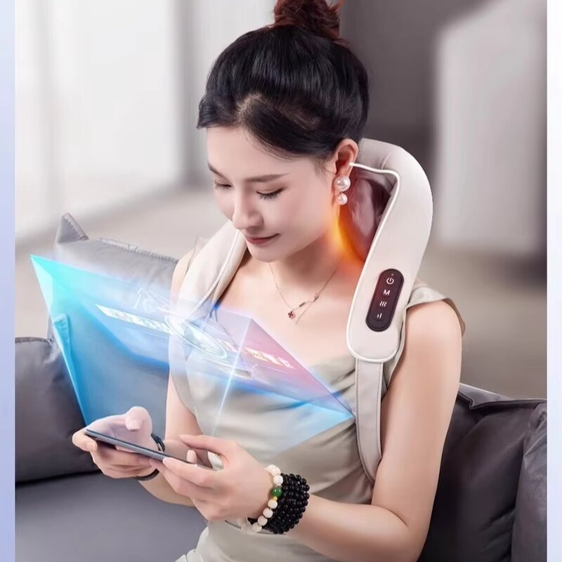 Electric Body Massager - Vibrating Back Neck Kneading Percuss Shoulder Massage Cushion