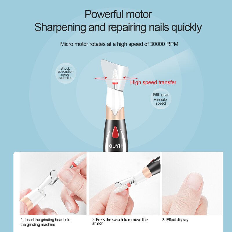 Acrylic Gel Nail Drill - Electric File Professional Manicure Pedicure Polishing Set