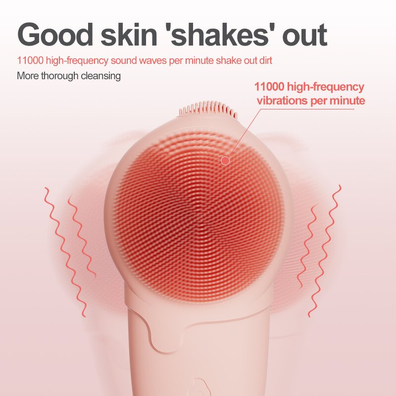 Electric Silicone Cleanser - Portable Sonic Rechargeable Waterproof Vibrating Exfoliator