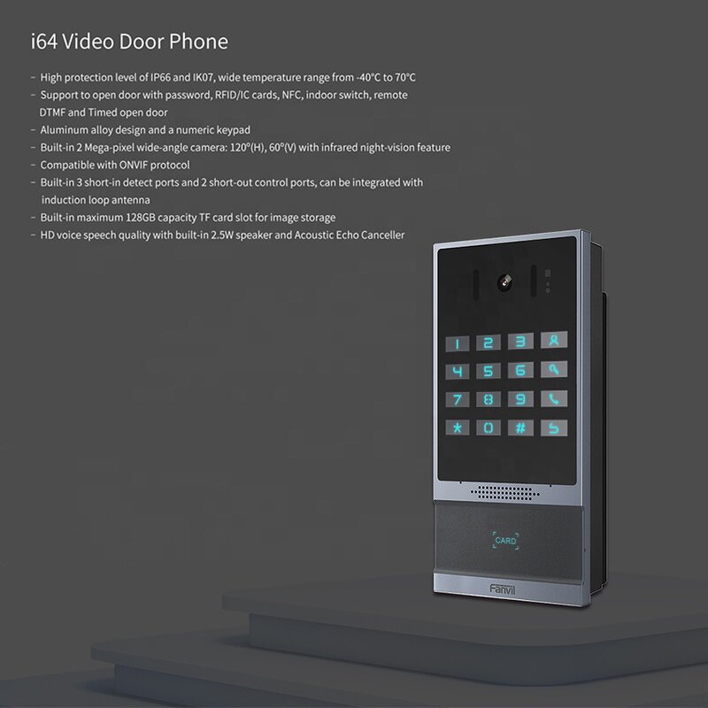 I64 Video Intercom - 2 Megapixel SIP IP Door Bell RFID/IC NFC Indoor Switch