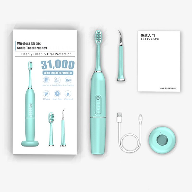2 in 1 Oral Cleaner - High Frequency Wireless Recharge Sonic Tooth Brush Teeth Tool