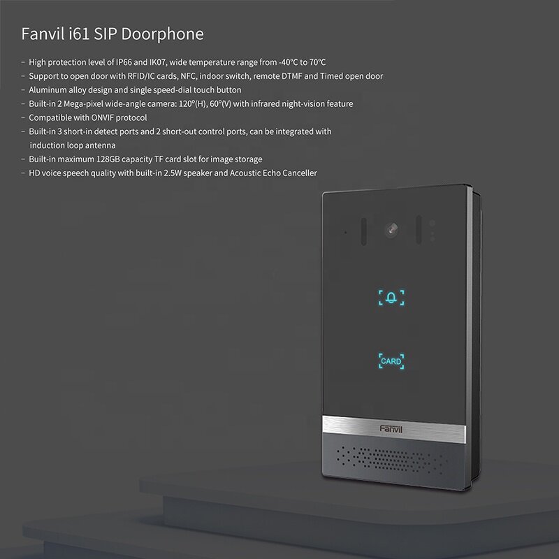 I61 Video Doorphone - 2MP 2 SIP Lines Parking Lot Hotel IP SIP Intercom Night-Vision
