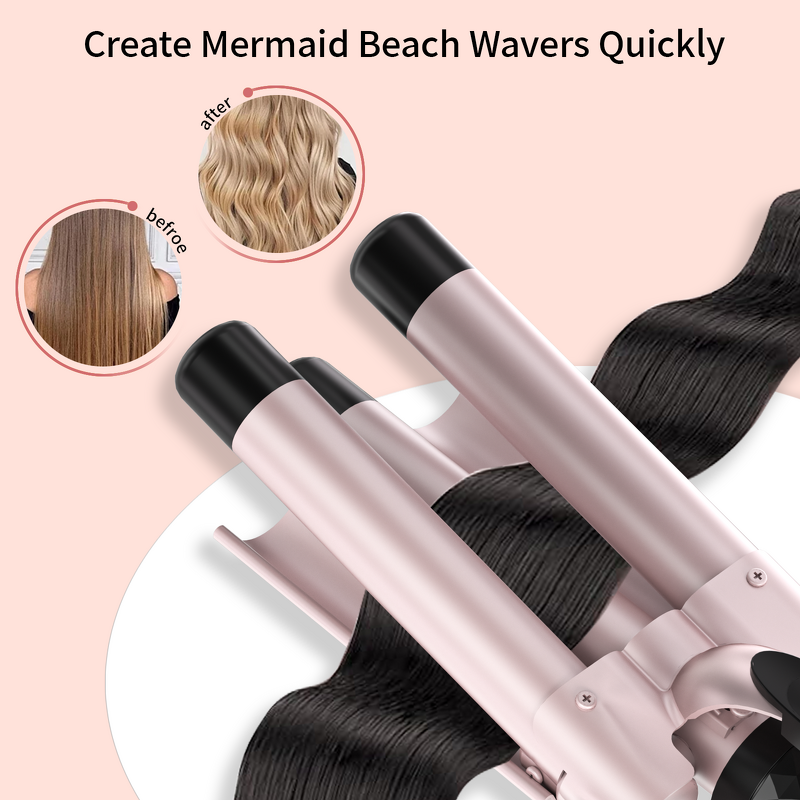 3 Barrels Curling Iron - Professional Salon LCD PTC 230℃ Negative Ion Hair Care Set