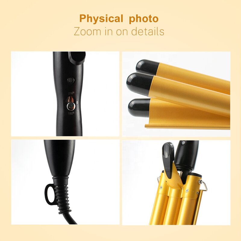 3-Barrel Hair Waver - Women's High Quality LCD PTC Top Seller Rotating Curling Iron