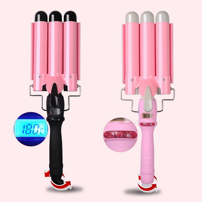 Triple Barrel Curler - Negative Ion Wave Volumizing Big Wave Curling Iron Hair Tool
