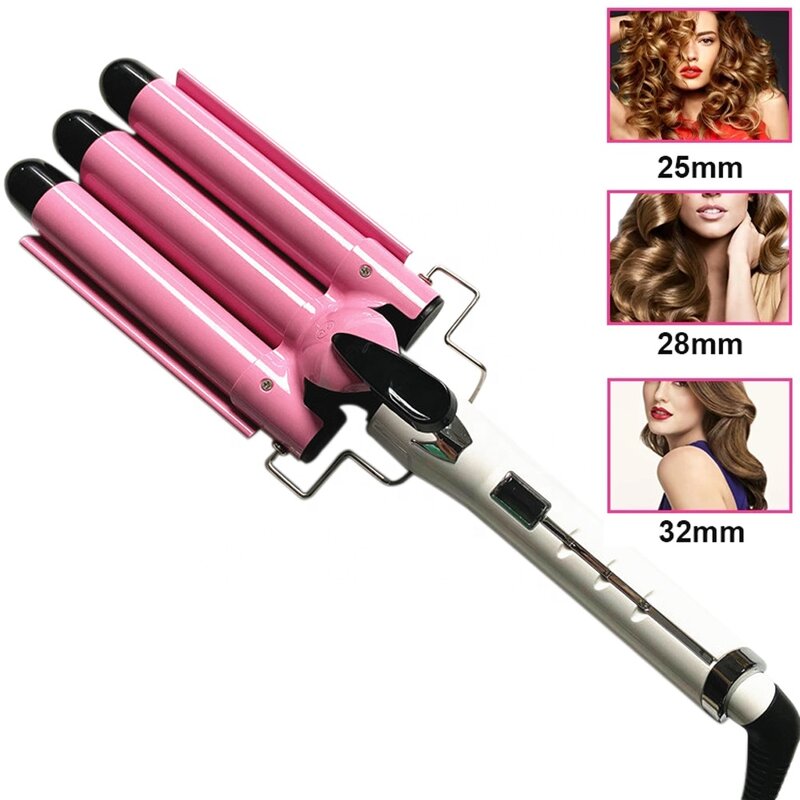 Triple Barrel Curler - Professional Ceramic LCD Temperature PTC Heaters Ladies Tool