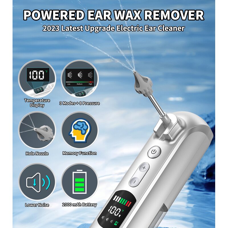 Water Powered Ear Kit - Jet Stream 8 Gear 3 Modes Irrigation 10 Tips Basin Tool