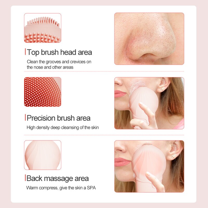 Electric Silicone Cleanser - Portable Sonic Rechargeable Waterproof Vibrating Exfoliator