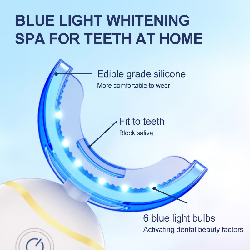 Complete LED Whitening Kit - Custom 4 Modes Blue Light 360 Degree Toothbrush Tool