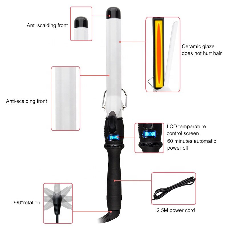 HD-25 Curling Iron - Top Selling LCD Multi-temperature Ladies Girls Salon Home Tool