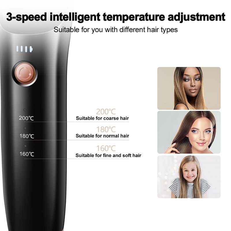 2 in 1 Hot Comb - Wholesale Portable Wireless USB Rechargeable Travel Straightener