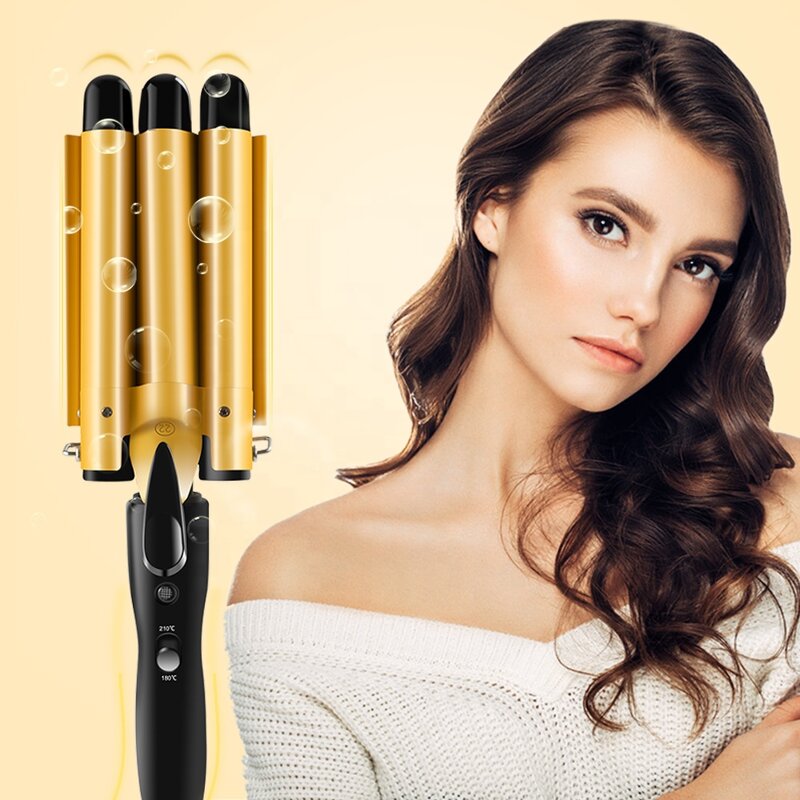 3-Barrel Hair Waver - Women's High Quality LCD PTC Top Seller Rotating Curling Iron