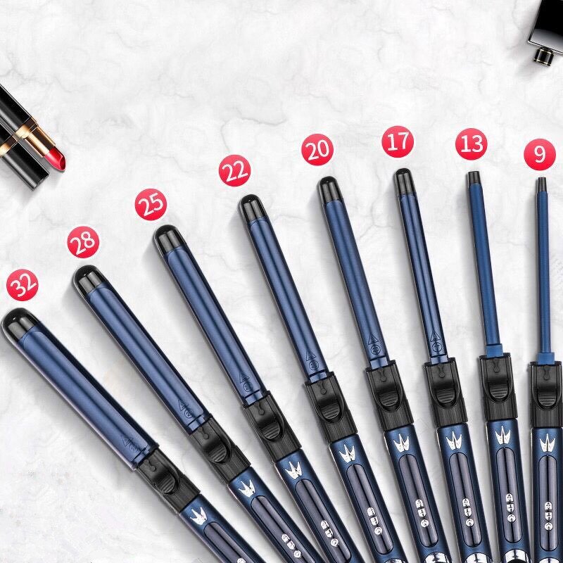 Tourmaline Curling Iron - 9-32MM Custom Barrel LCD Temperature Long Short Hair