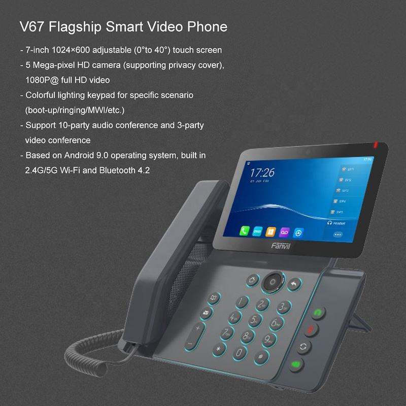 Fanvil V67 IP Phone - 7 Inch Smart Touch Android 9.0 WiFi Video VoIP Phone