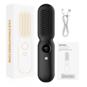 Wireless Hair Straightener - Portable Beard Car Battery Electric Iron Brush Tool