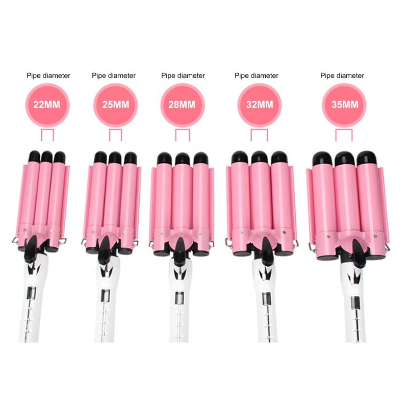 Triple Barrel Curler - Professional Ceramic LCD Temperature PTC Heaters Ladies Tool