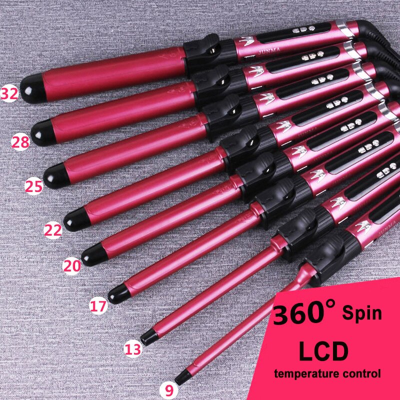 Tourmaline Curling Iron - 9-32MM Custom Barrel LCD Temperature Long Short Hair