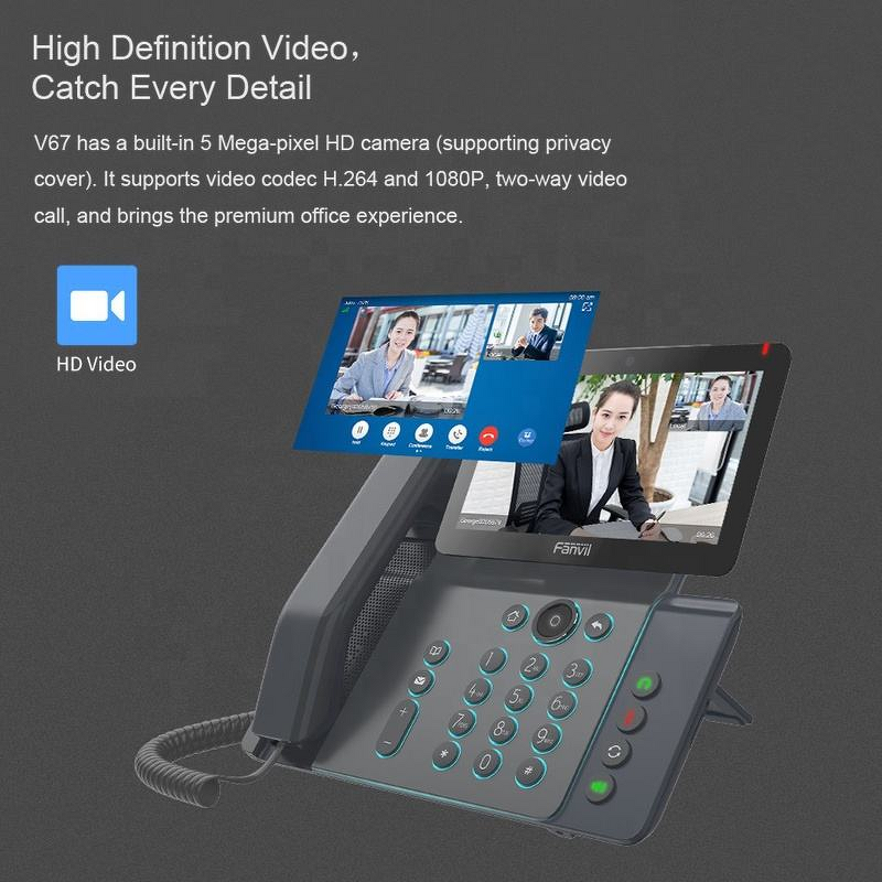 Fanvil V67 IP Phone - 7 Inch Smart Touch Android 9.0 WiFi Video VoIP Phone