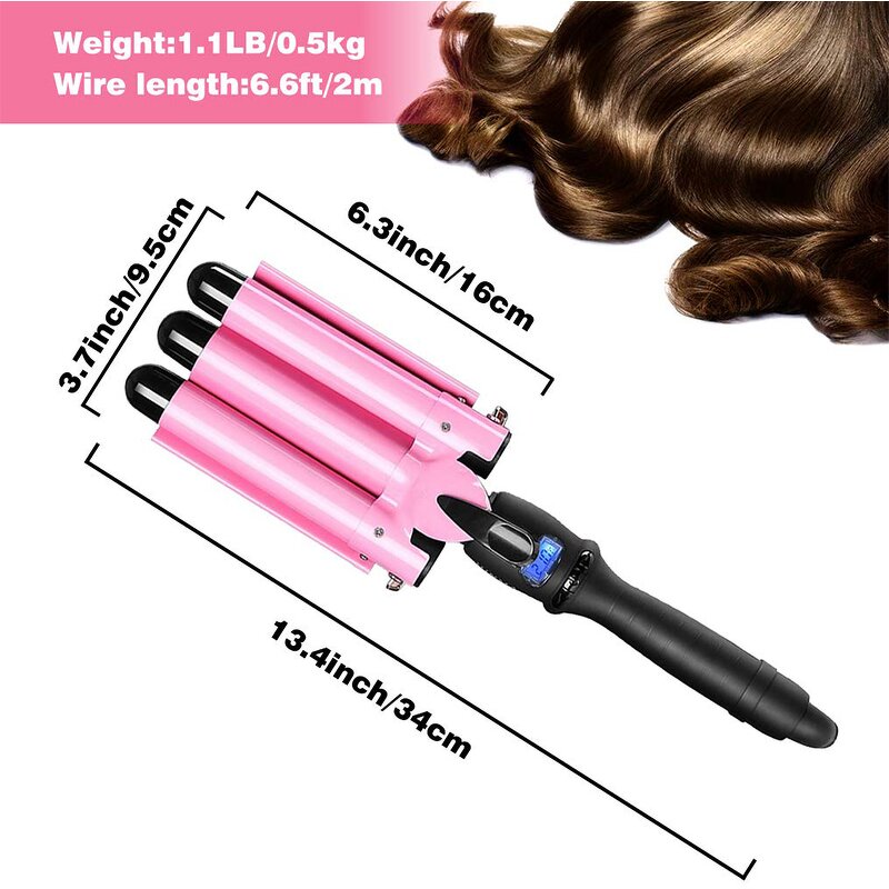 Triple Barrel Curler - Negative Ion Wave Volumizing Big Wave Curling Iron Hair Tool