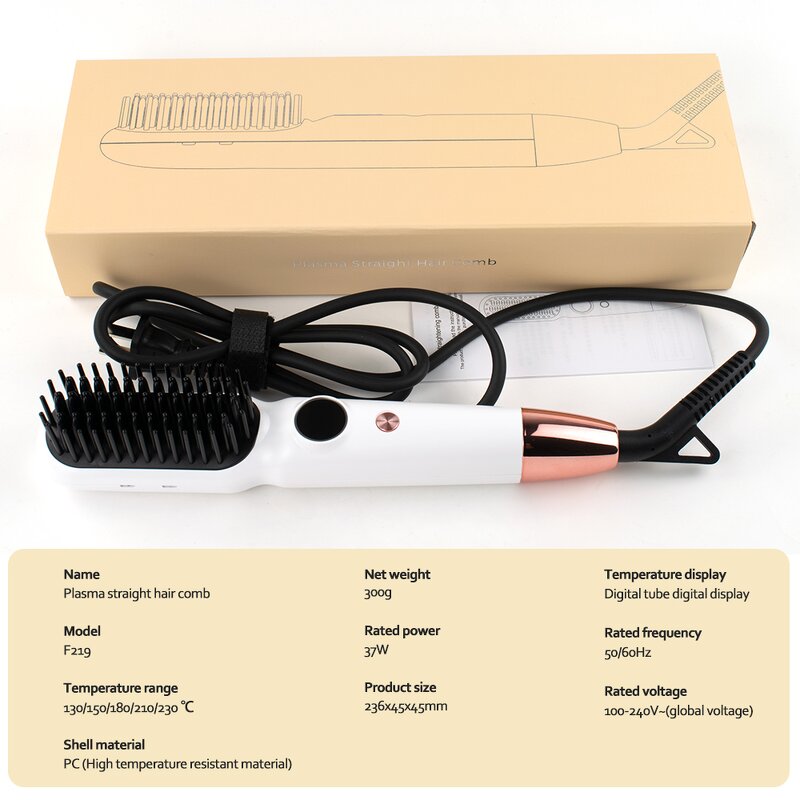 Mini Plasma Hot Comb - Portable Professional Electric Hair Straightening Comb US Plug