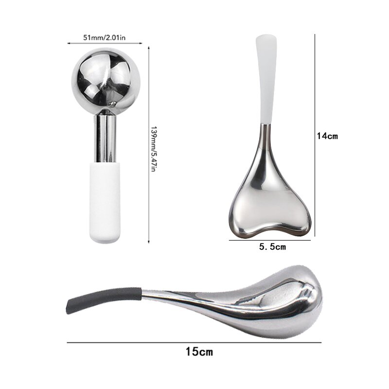 Stainless Steel Cryo Spoon - Massage Facial Lifting Sticks Metal Ice Globes Face Tool