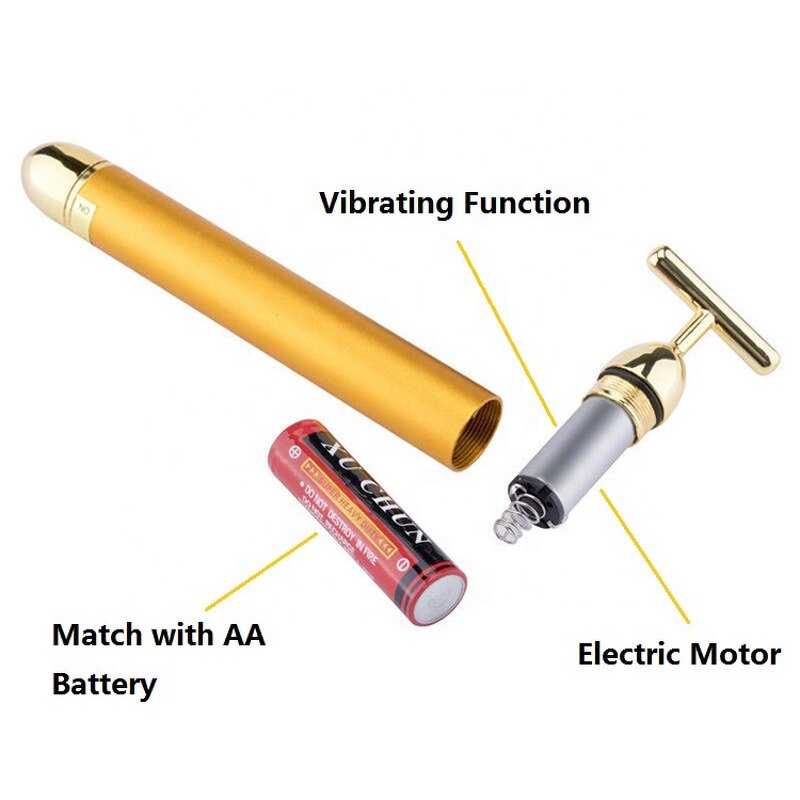 24K Gold Beauty Bar - Custom Logo T-Shape Electric Wrinkle Remover Skin Lifting Massager