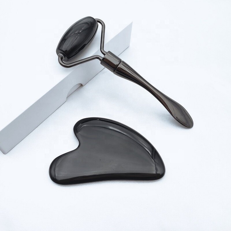 Black Obsidian Set - Wholesale Gua Sha Jade Roller Bian Stone Skin Massage Scrapping Tool