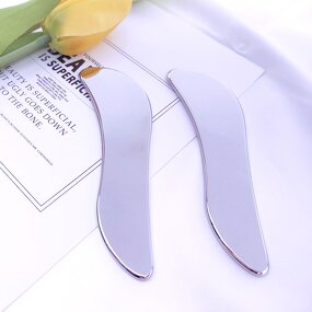 Knife Shape Gua Sha - Custom Logo 304 Stainless Steel Facial Body Massage Scrapping Plate