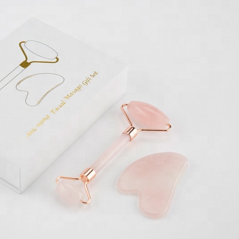 Natural Jade Roller Set - 2024 Hot Selling Xiuyan Gua Sha Rose Quartz Noise Free Roller