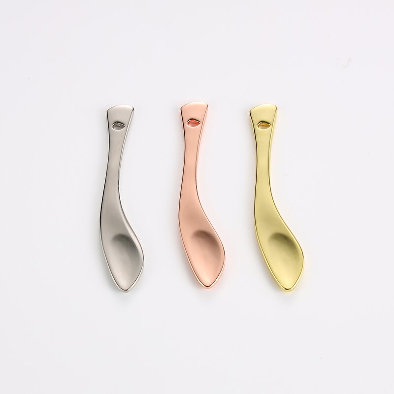 Mini Gold Spatula - Personal Label 6.4cm Zinc Alloy Face Cream Applicator Small Metal Scoop