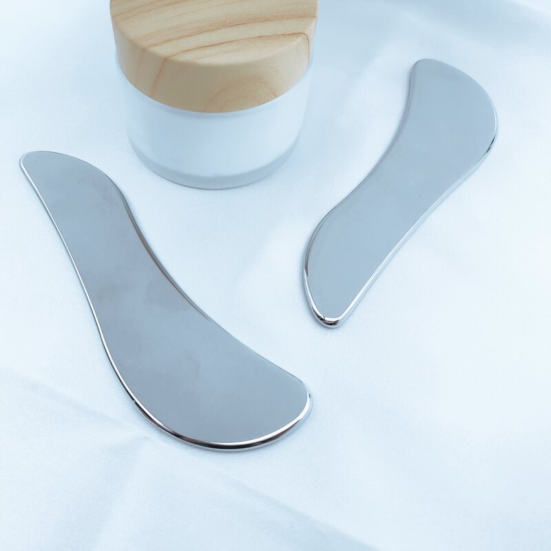 Knife Shape Gua Sha - Custom Logo 304 Stainless Steel Facial Body Massage Scrapping Plate
