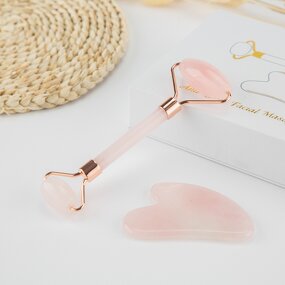 Pink Jade Roller Set - 2024 Hot Selling Natural Stone Facial Guasha Skincare Premium Tool