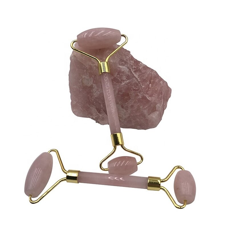 Quartz Jade Roller Set - Custom Logo Green Gemstone Needleless Pink Gua Sha Face Lifting