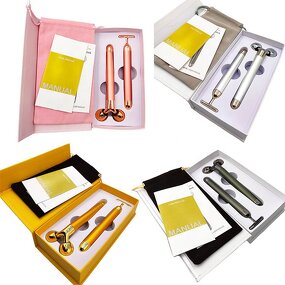 2-in-1 Beauty Bar - Hot Selling 3D Rose Gold T Shape Handheld Vibrating Skin Care Tool