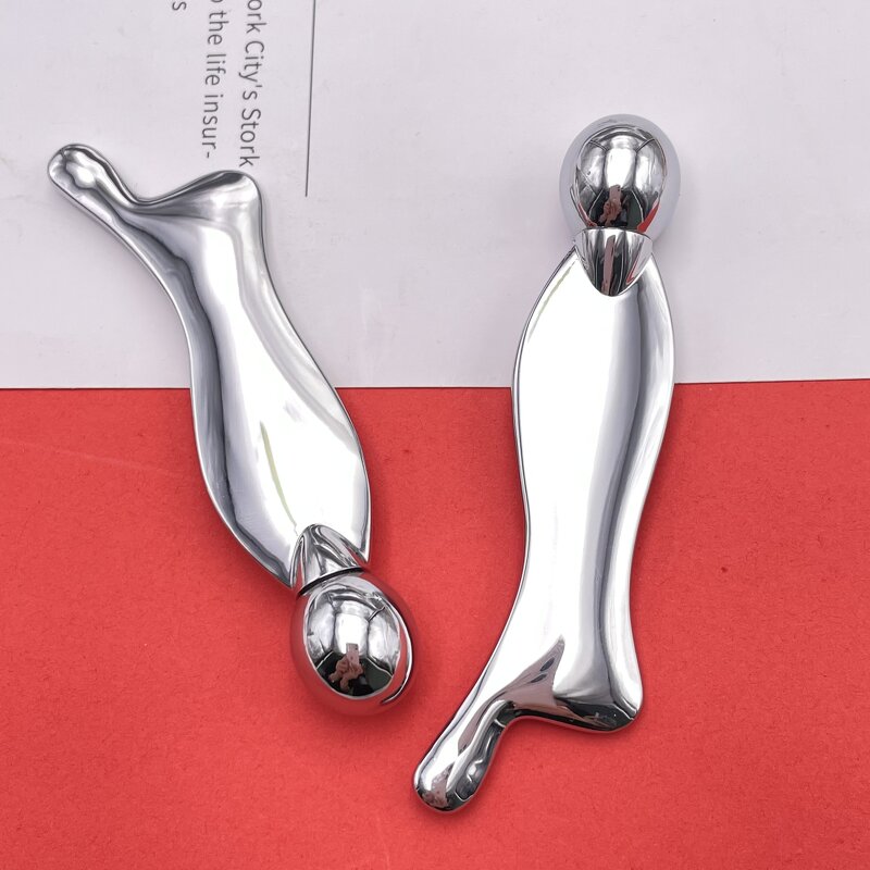 2 in 1 Facial Roller - Metal Lifting Massage Gua Sha Board Beauty Scraping Tool