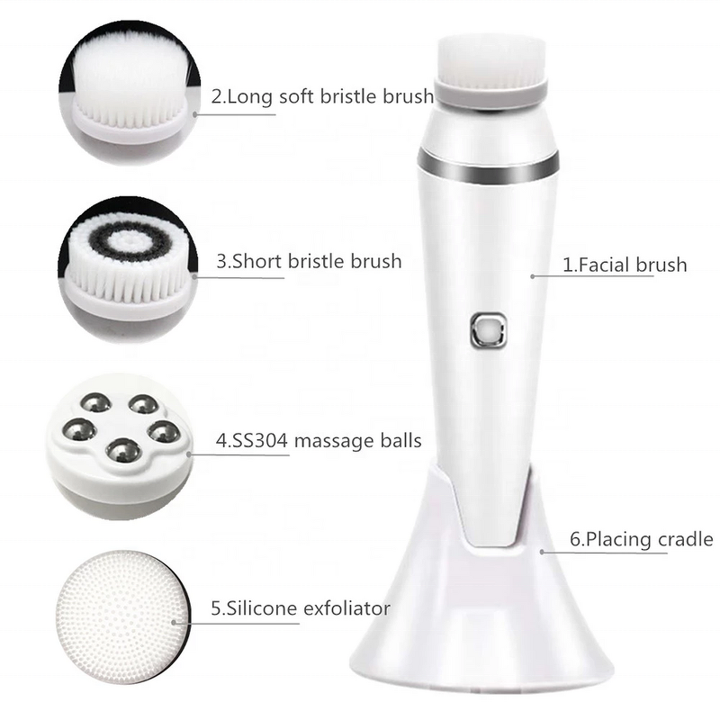 4-in-1 Facial Massager - Rechargeable Silicone Sonic Waterproof Pore Cleaner Face Brush