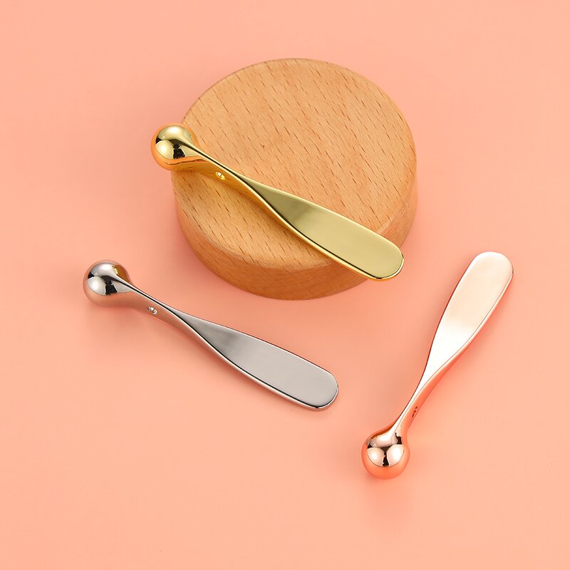 Mini Gold Spatula - Personal Label 5.8cm Zinc Alloy Face Cream Applicator Metal Cosmetic Spoon
