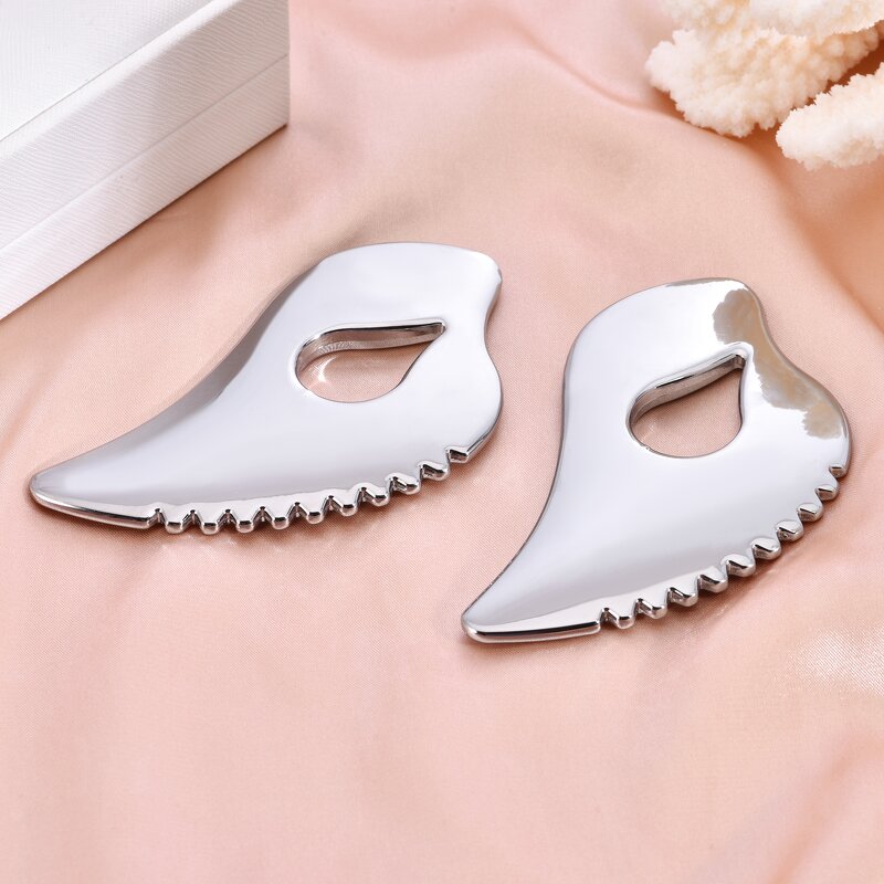 Heart Shaped Gua Sha - 304 Stainless Steel Factory Price Teeth Lymphatic Drainage Massage Tool