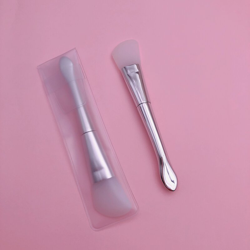 Silicone Mask Brush - Wholesale 2-in-1 Double Head Long Handle with Scoop Beauty Care Tool