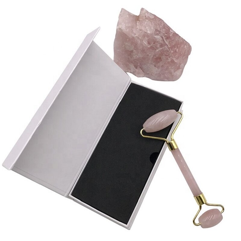 Quartz Jade Roller Set - Custom Logo Green Gemstone Needleless Pink Gua Sha Face Lifting