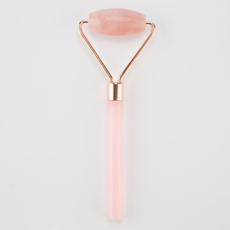 Rose Quartz Face Roller - Wholesale Small Natural Guasha Metal Holder Green Obsidian Tool
